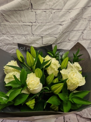 rose and lily (white)