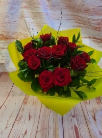 red rose romance hand tied
